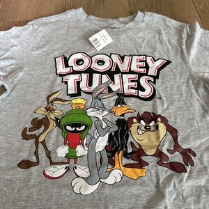 Looney Tunes Gang Grey T-Shirt Size‎ MEDIUM MEN Bugs Bunny Daffy & Gang NEW